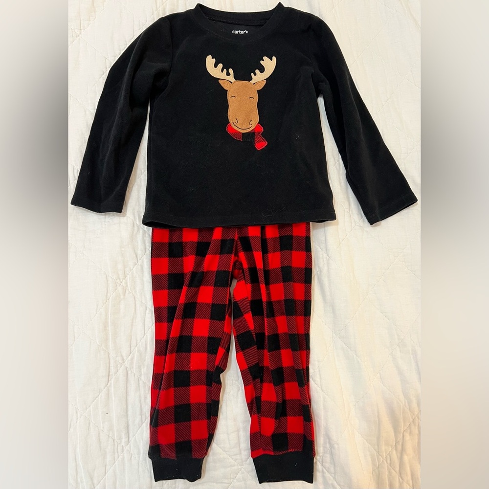 Carter's Black and Red Moose Fleece Pajama Set